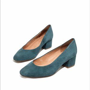 Madewell Raquel Pump Blue Suede Block Heel